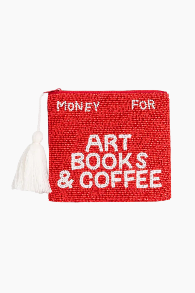 monedero art books coffee helio ferretti rojo bordado