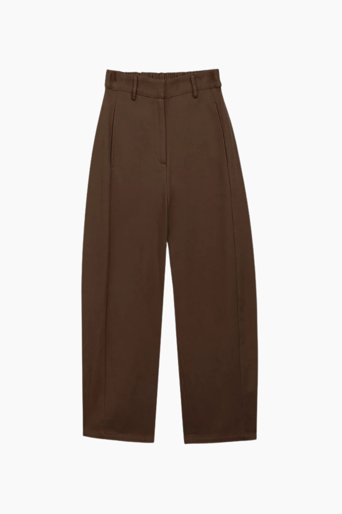 Pantalón Parrell marrón de La Petite Étoile con corte barrel, cintura elástica trasera y bolsillos laterales