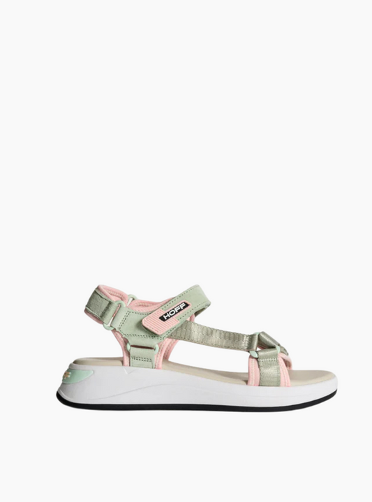 Sandalia Hoff Barrow para mujer en verde agua y rosa con plantilla Memory Foam y doble ajuste