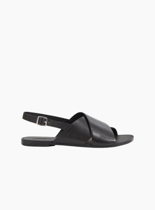 Sandalias Tia Cruzadas Black de Vagabond para mujer en piel negra con diseño cruzado y cierre ajustable.