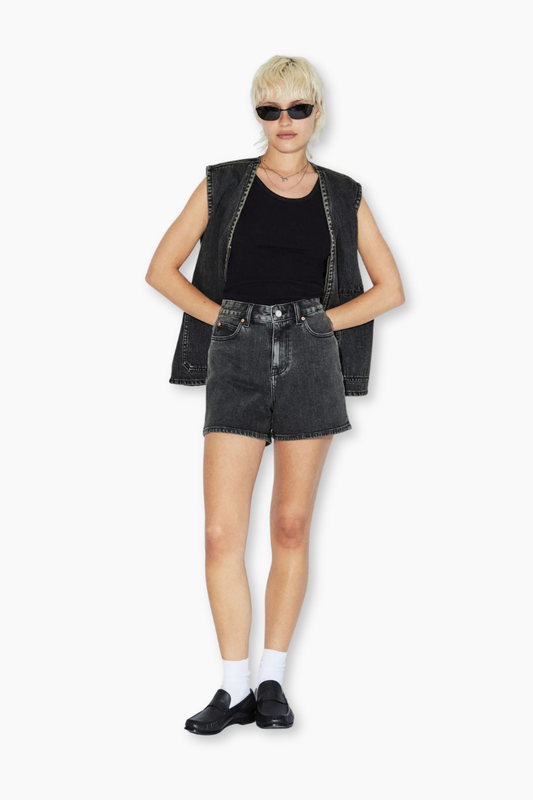 Shorts Dr Denim Nora negros mujer tiro alto mom fit