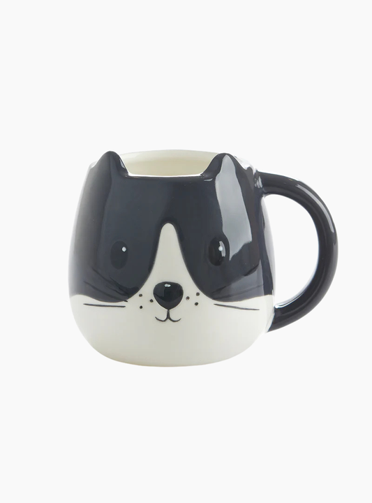 Taza Kitty Balvi negra de cerámica con diseño de gato