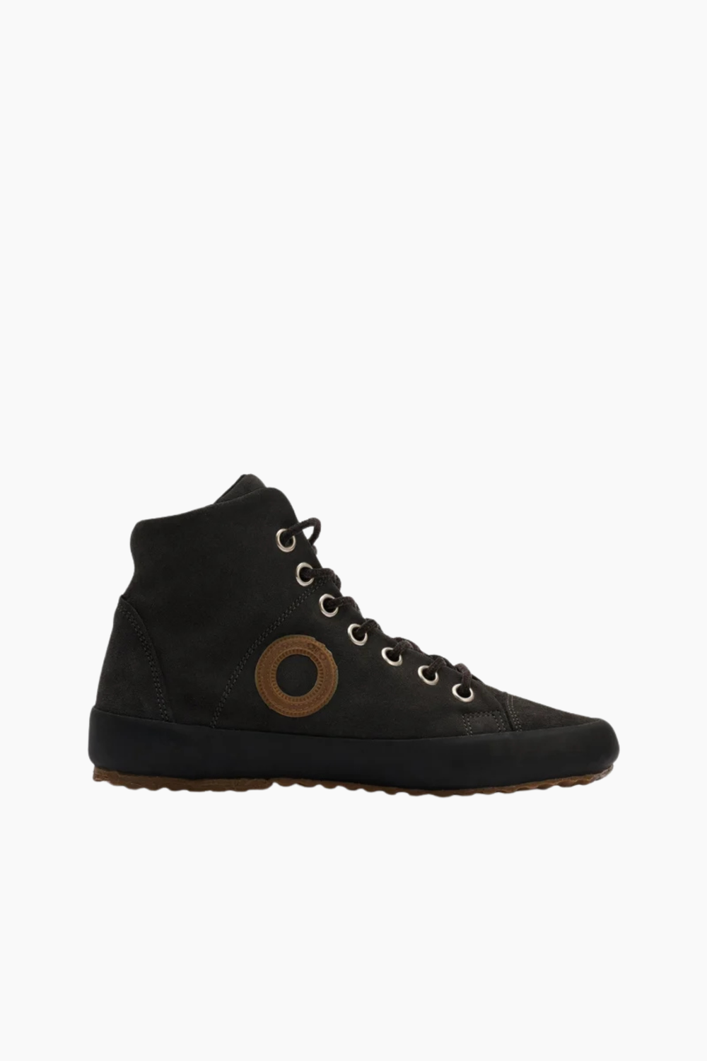 Zapatillas altas Aro Wen H Charcoal de mujer en ante gris carbón con suela oscura, ojales metálicos y diseño retro
