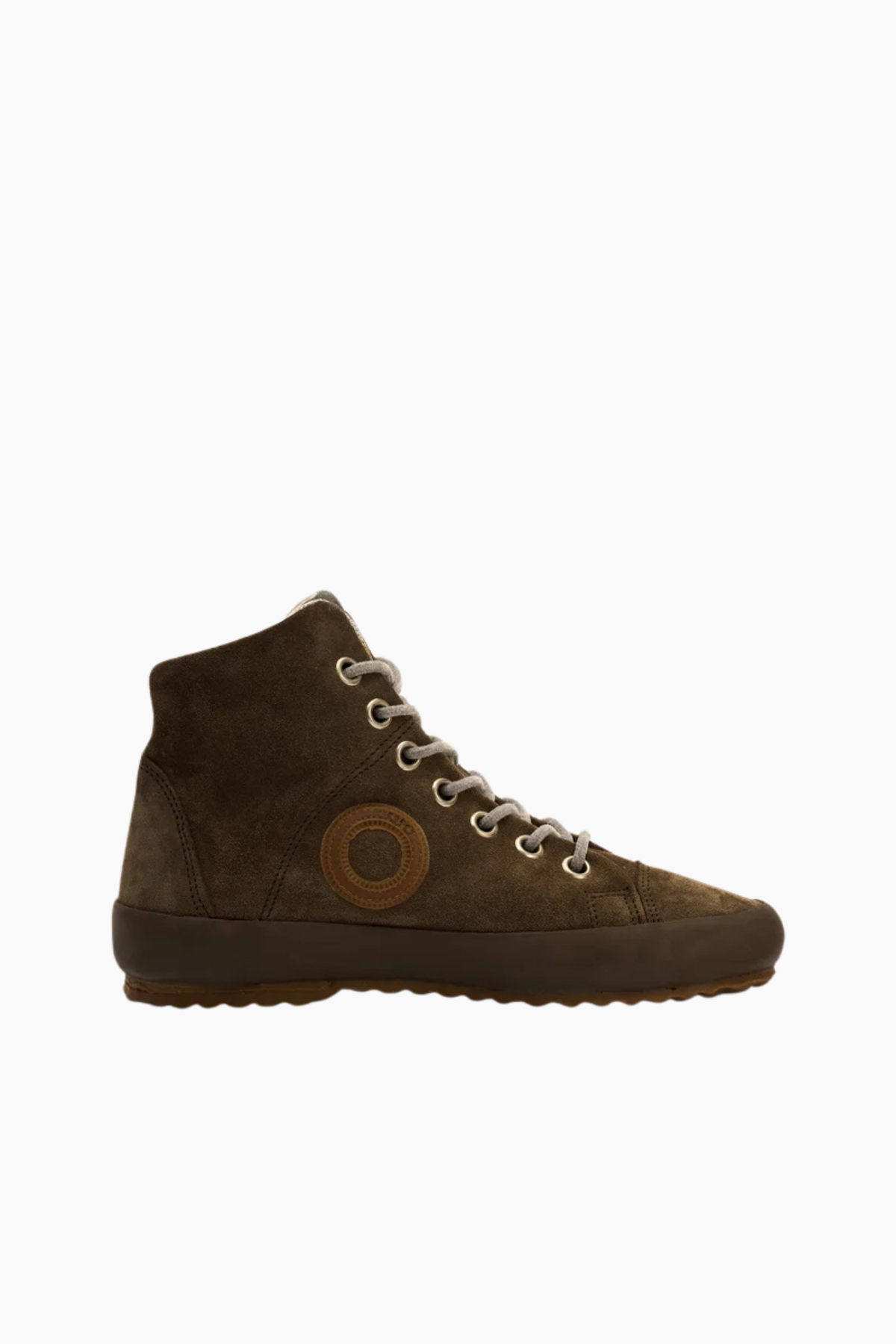 Zapatillas altas Aro Wen H Suede de mujer en ante taupe con cordones claros, puntera reforzada y suela de goma