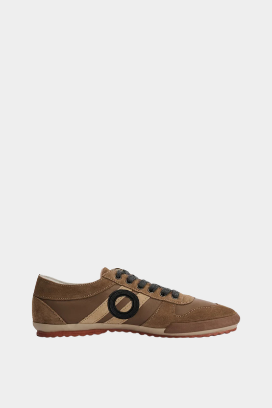 Zapatillas Aro Ido Wash Coconut para hombre en piel y ante marrón con detalles arena y diseño retro de perfil 