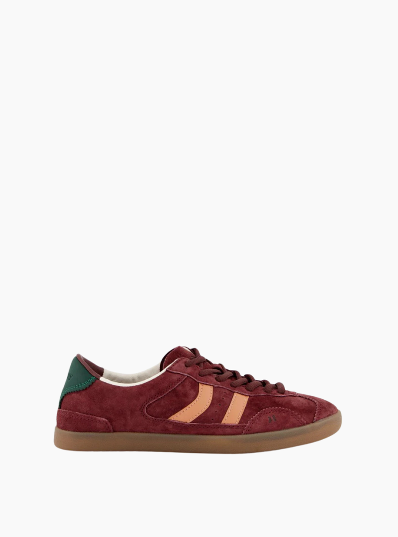 Zapatillas Coolway Kizuna Deep Burgundy mujer piel serraje con logo lateral
