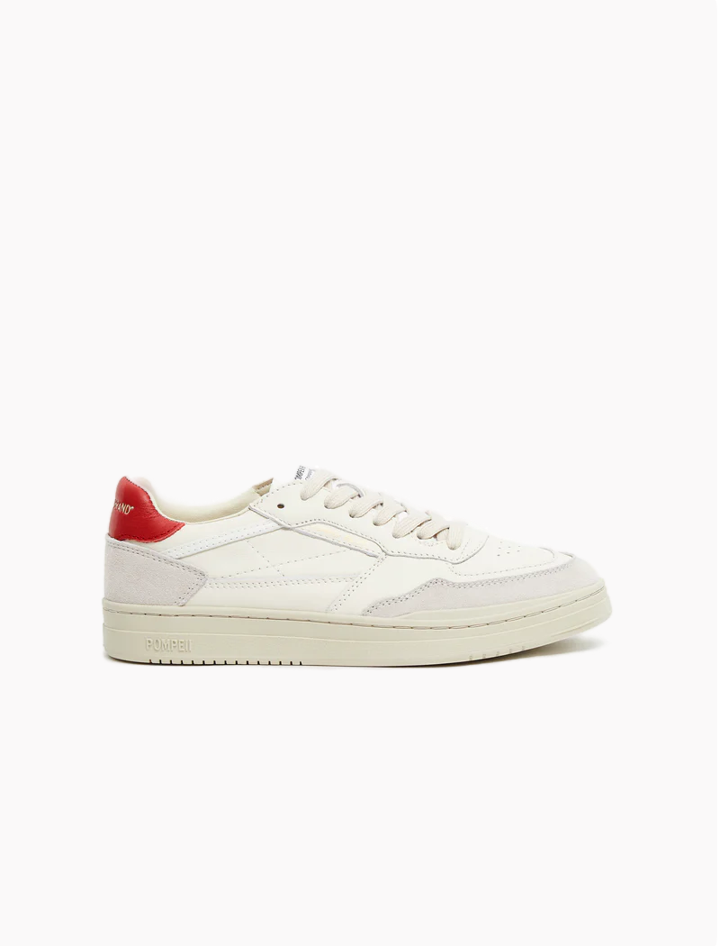 zapatillas pompeii elan leather ecru red